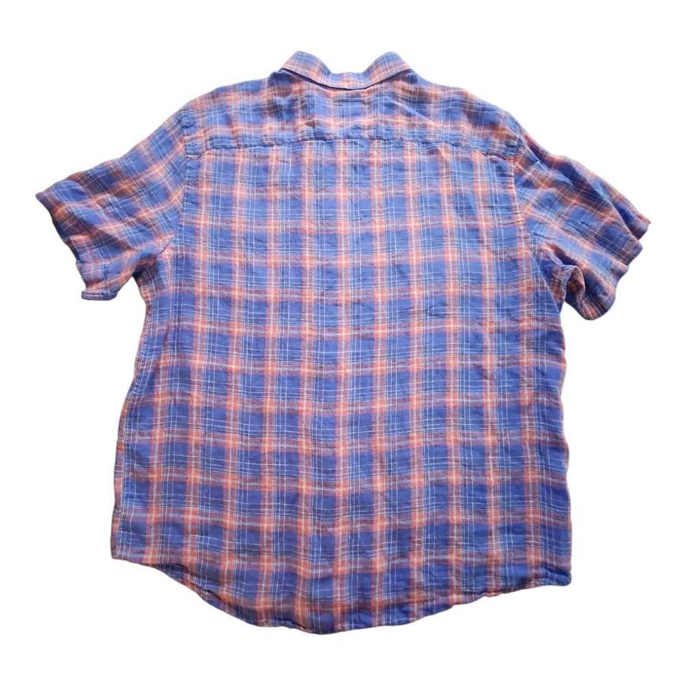 UNTUCKit Shirt Mens Medium Blue Plaid 100% Linen‎ Button Down Size XXL Pink - Picture 2 of 9